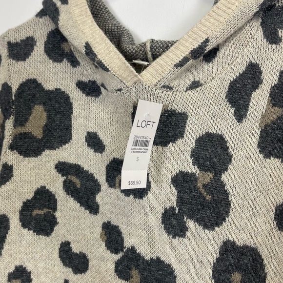 Loft Sweater Womens Size Small Animal Print Neutral Gray Beige Wool Blend NWT - Picture 3 of 8